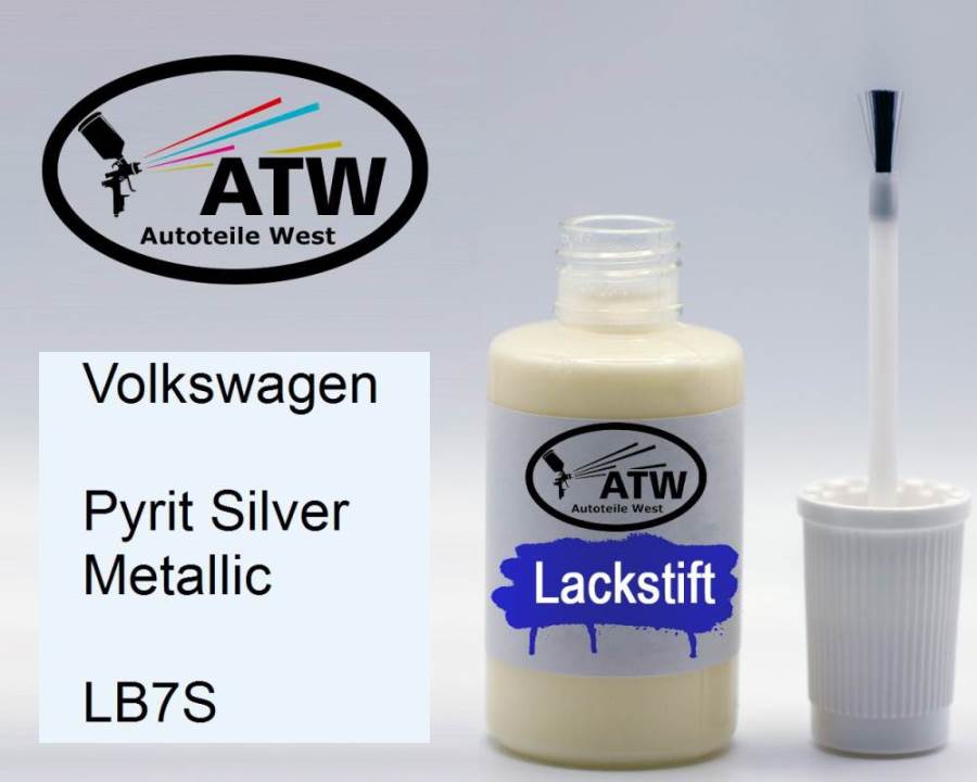 Volkswagen, Pyrit Silver Metallic, LB7S: 20ml Lackstift, von ATW Autoteile West.